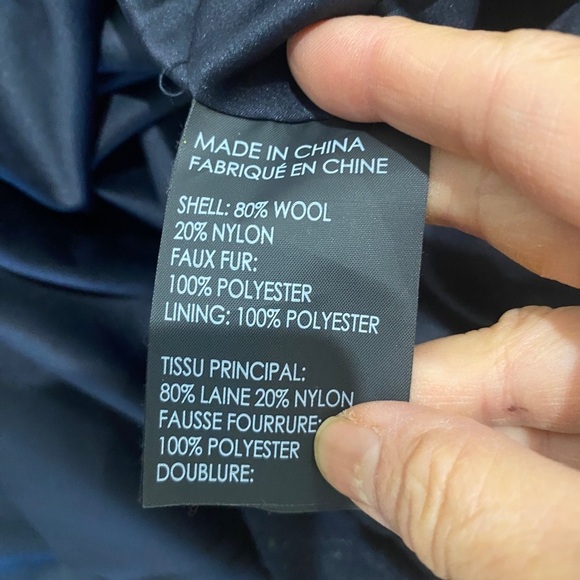 Club Monaco wool blend coat in dark Navy - Picture 11 of 13